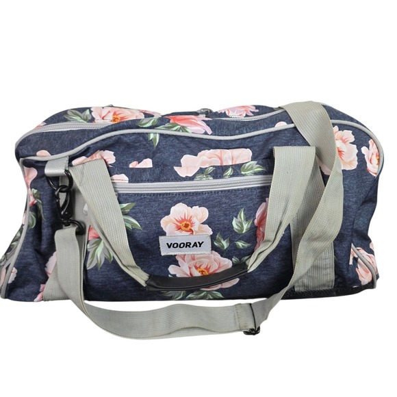 Vooray Handbags - Vooray Burner Gym Duffel Bag Women Large Navy Pink Floral Good Shoe Compartment